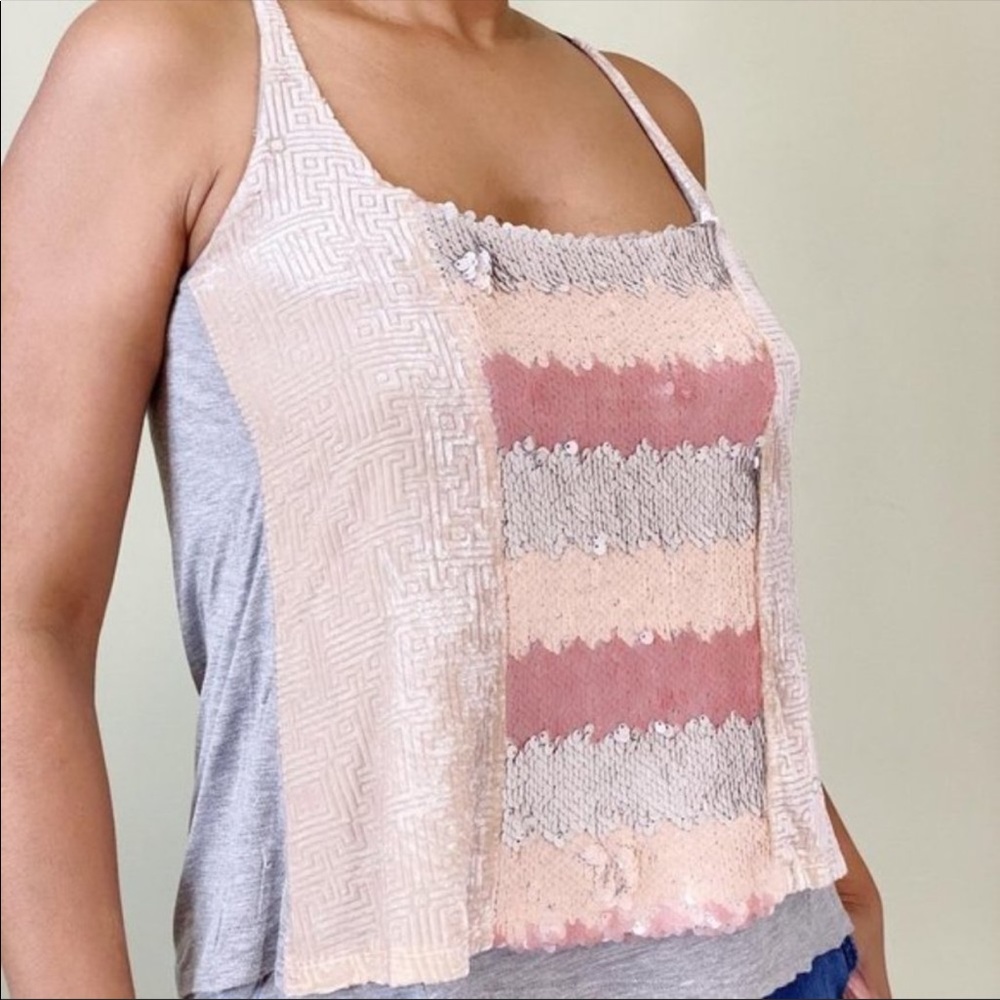 Anthropology Tiny Bare Scoop Sequin Tank Top